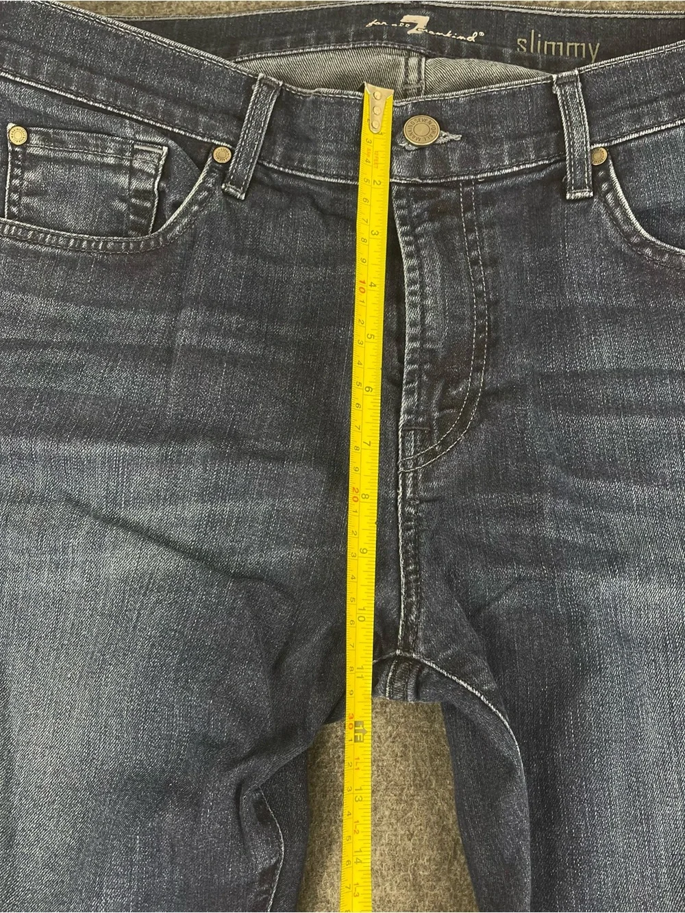 7 For All Mankind Jeans Mens 36x30 Blue Slimmy Slim Straight Stretch Dark Wash